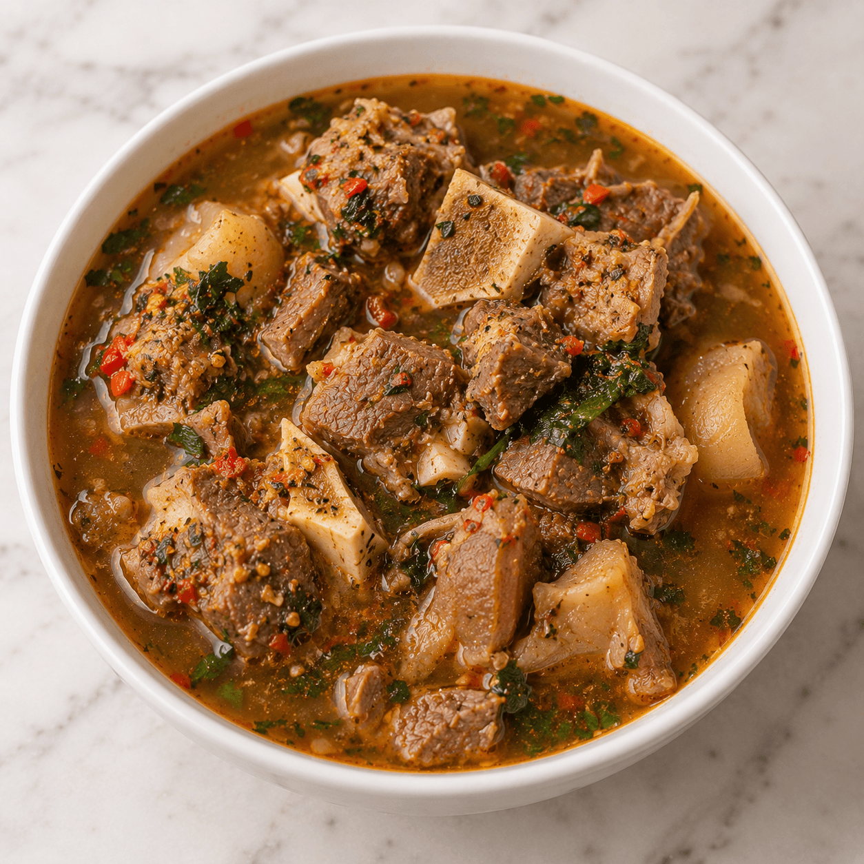 Peppersoup (fish, goat meat, or intestine) illustration