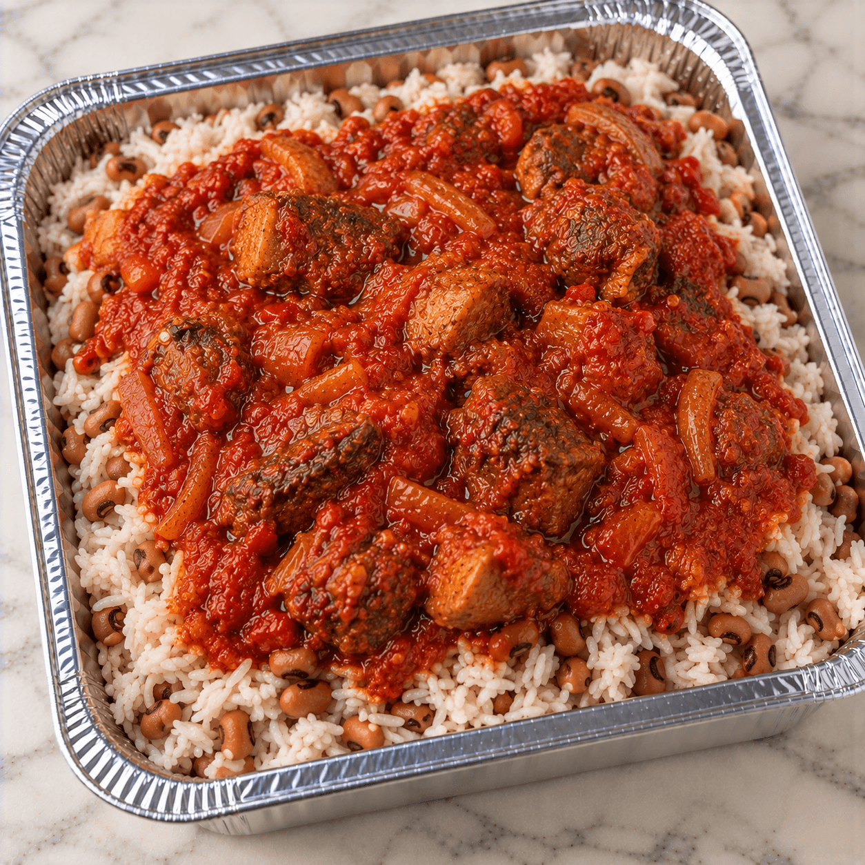 Rice and Beans with Stew illustration