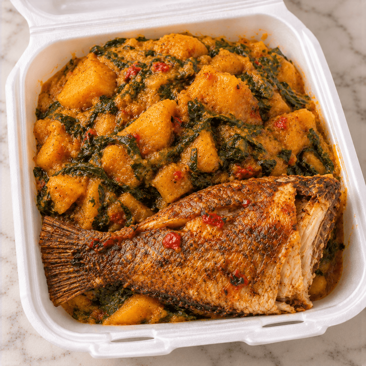 Yam Porridge (smaller) + 1 whitening fish illustration