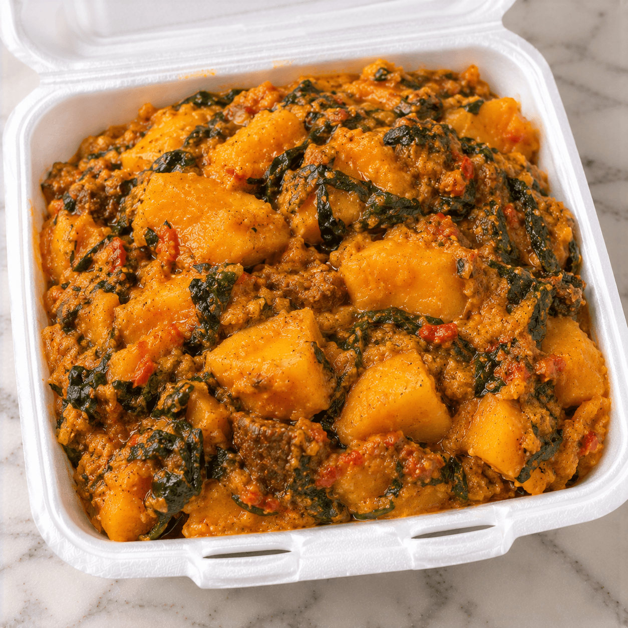 Yam Porridge with Spinach illustration